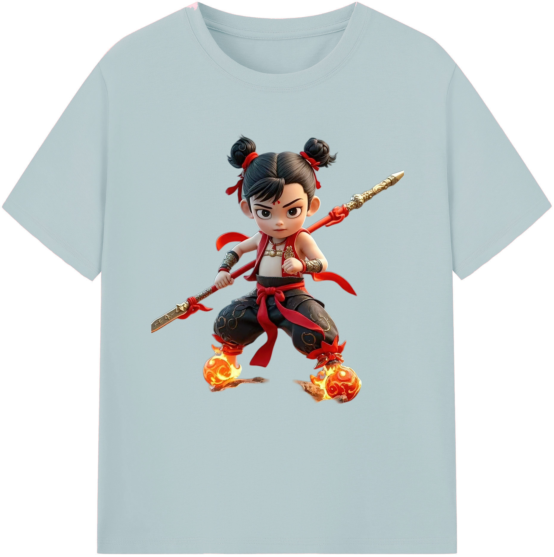 （画像用） Ne Zha 2 ナタ 魔童の大暴れ 綿100％半袖Tシャツ（フロントプリント）